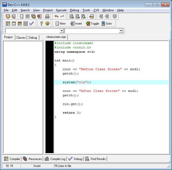 วิธีแก้ปัญหา ล้างหน้าจอด้วยคำสั่ง clrscr() ไม่ได้ ใน Dev-C++